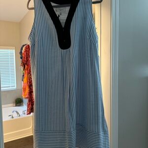 Pomander Place Blue and White Striped Mini Dress